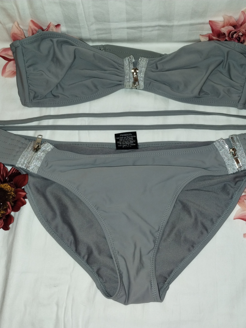 George Gray Bandeau Bikini Set with Silver Accents